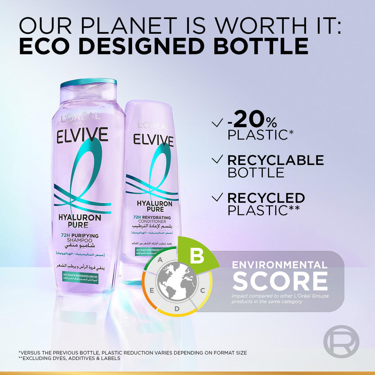 Elvive Hyaluron Pure Purifying Shampoo for Oily Roots And Dehydrated Lengths
