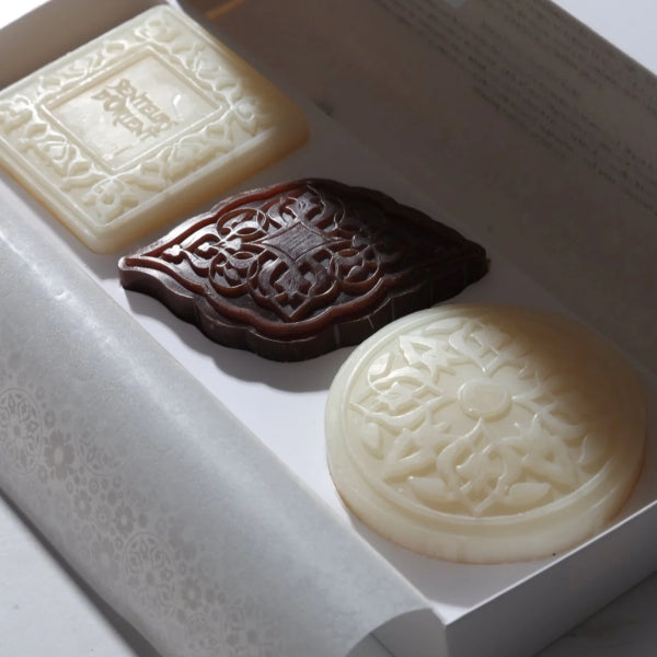 Senteurs DOrient Box of 3 Ma'amoul / Orange Blossom - Amber - Rose of Damascus