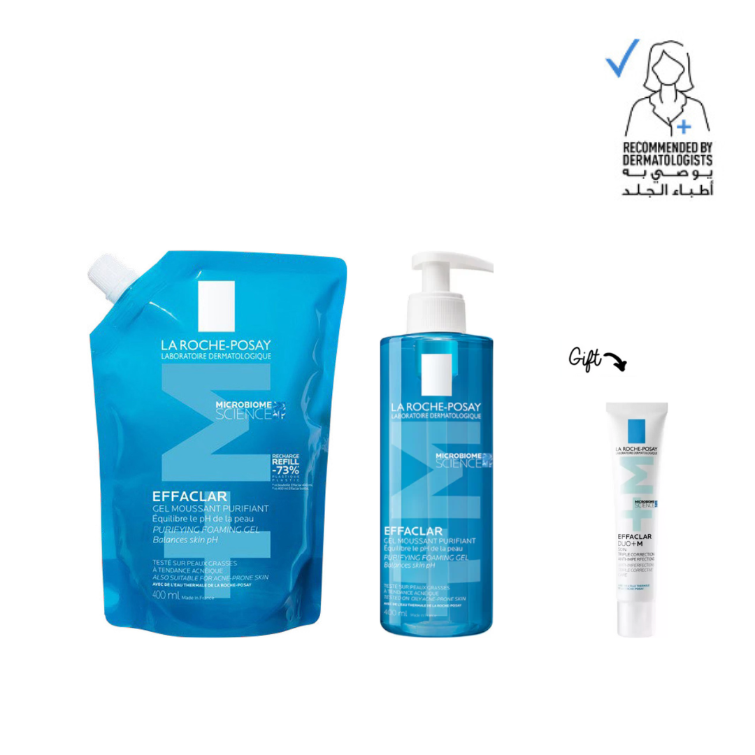 Effaclar Purifying Cleansing Gel & Refill Pouch 400 ML + Effaclar Acne Foaming Cleansing Gel 400 ML + Effaclar Duo +M 40 ML