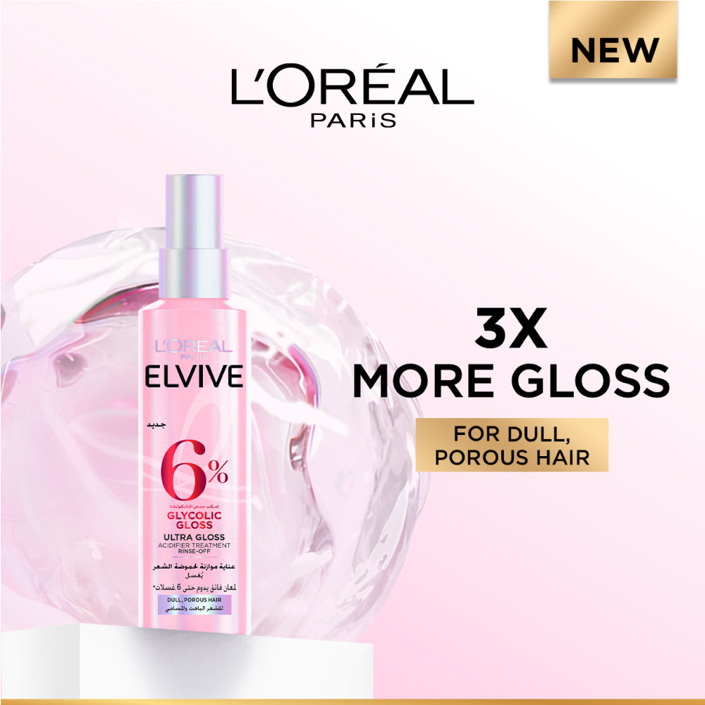 Elvive Glycolic Gloss, Glossing Acidifier treatment, 6% [Gloss Complex] with Glycolic Acid