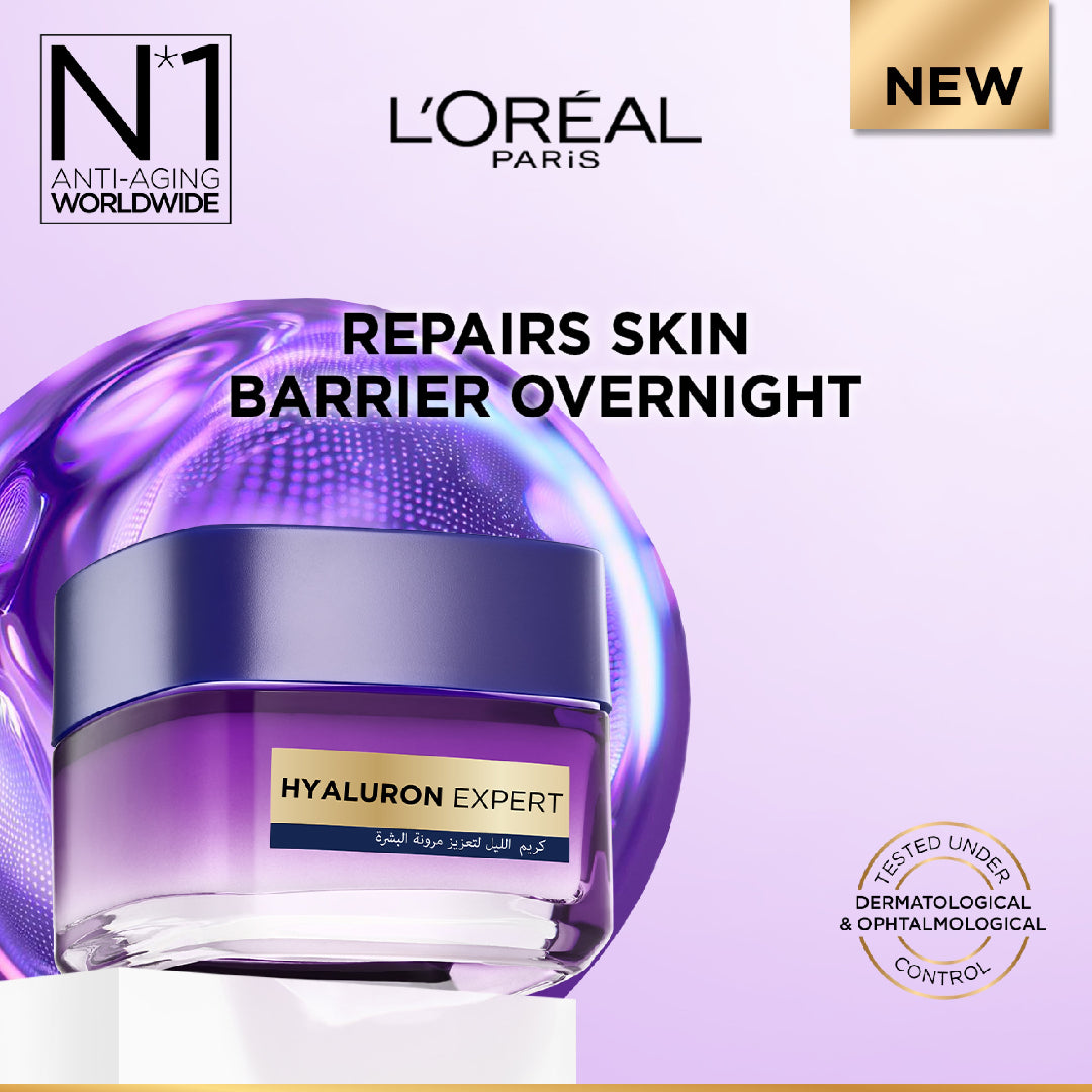 L’Oréal Hyaluron Expert night cream 50ml with hyaluronic acid for replumping and hydration

