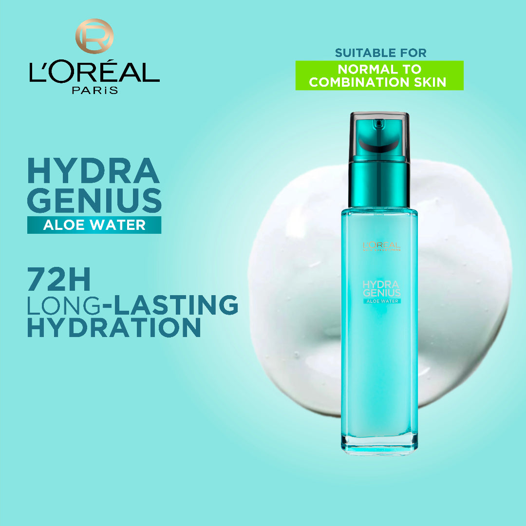 L’Oréal Hydra Genius Aloe Water 72H liquid moisturizer with hyaluronic acid for normal to combination skin