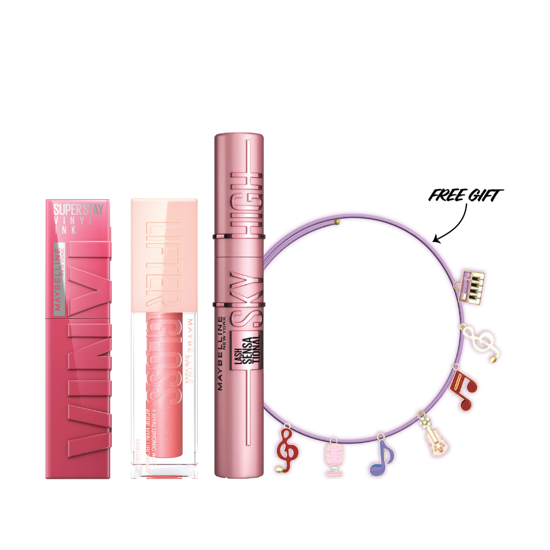 Sky High Mascara + Lifter Lip Gloss + Vinyl Ink Lipstick + FREE Necklace At 15% OFF
