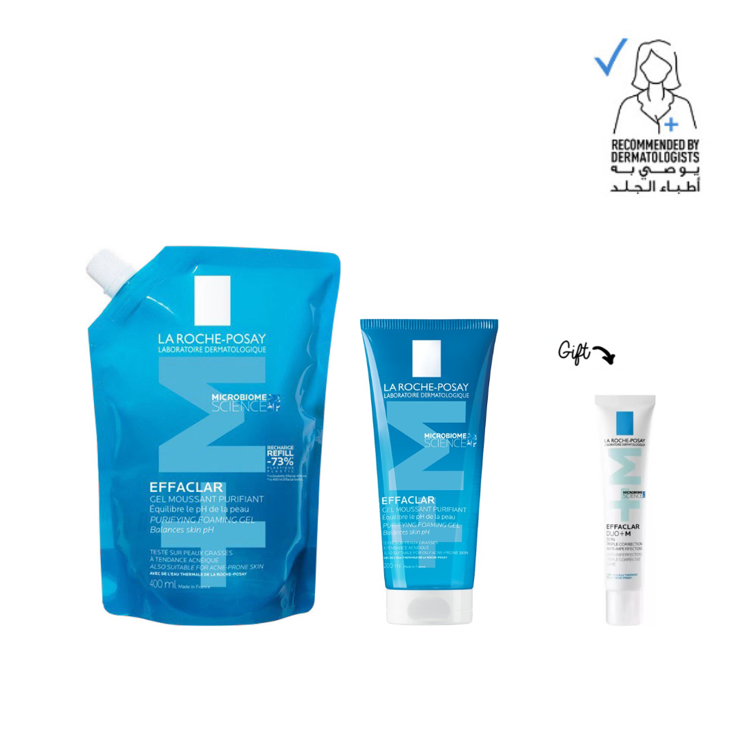 Effaclar Purifying Cleansing Gel & Refill Pouch 400 ML + Effaclar Acne Foaming Cleansing Gel 200 ML + FREE Effaclar Duo +M 40 ML