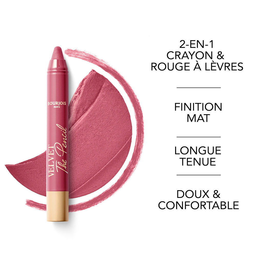 Bourjois Velvet The Pencil – 2-in-1 Lippenstift & Konturenstift, Mattes Finish, Hält Bis Zu 8 Stunden, Farbe: Amou-rose