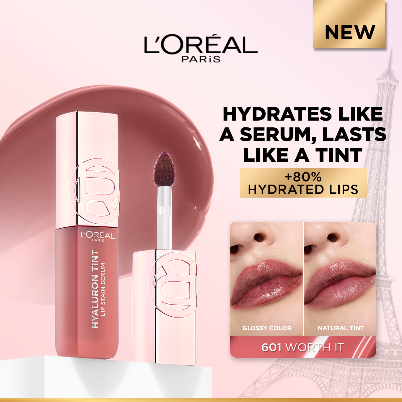 Hyaluron Tint Lip Stain Serum Long Lasting, Hydrating Lip Makeup Infused with Hyaluronic Acid 5ml