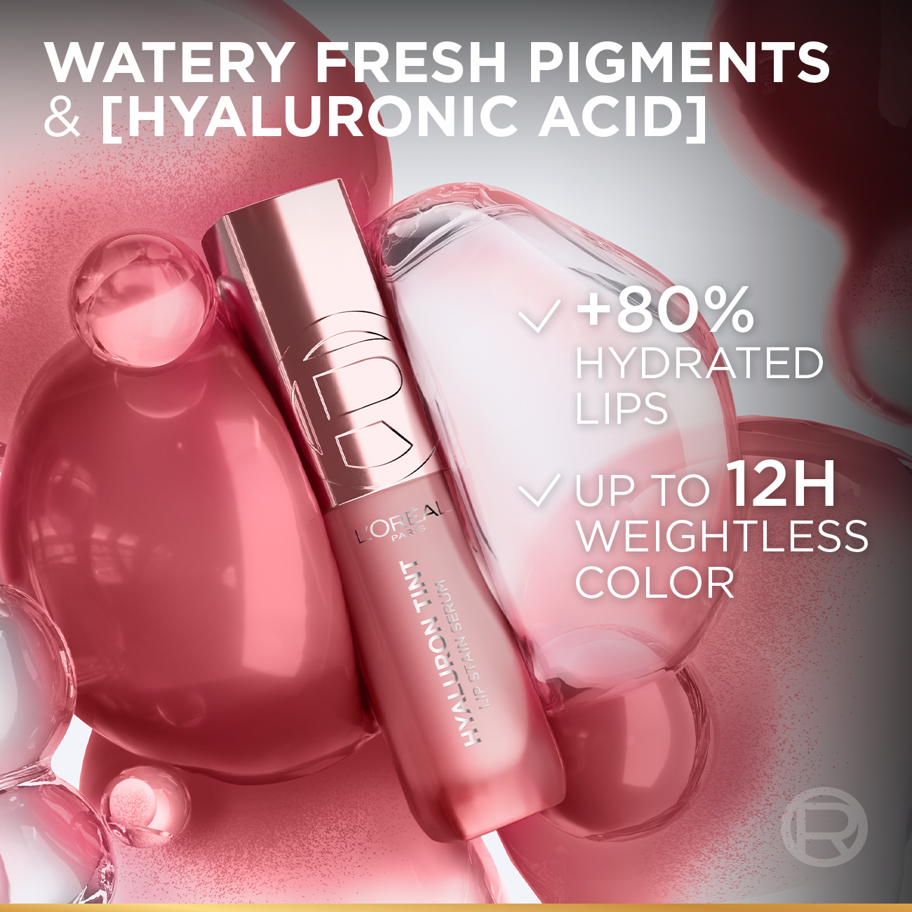 Hyaluron Tint Lip Stain Serum Long Lasting, Hydrating Lip Makeup Infused with Hyaluronic Acid 5ml