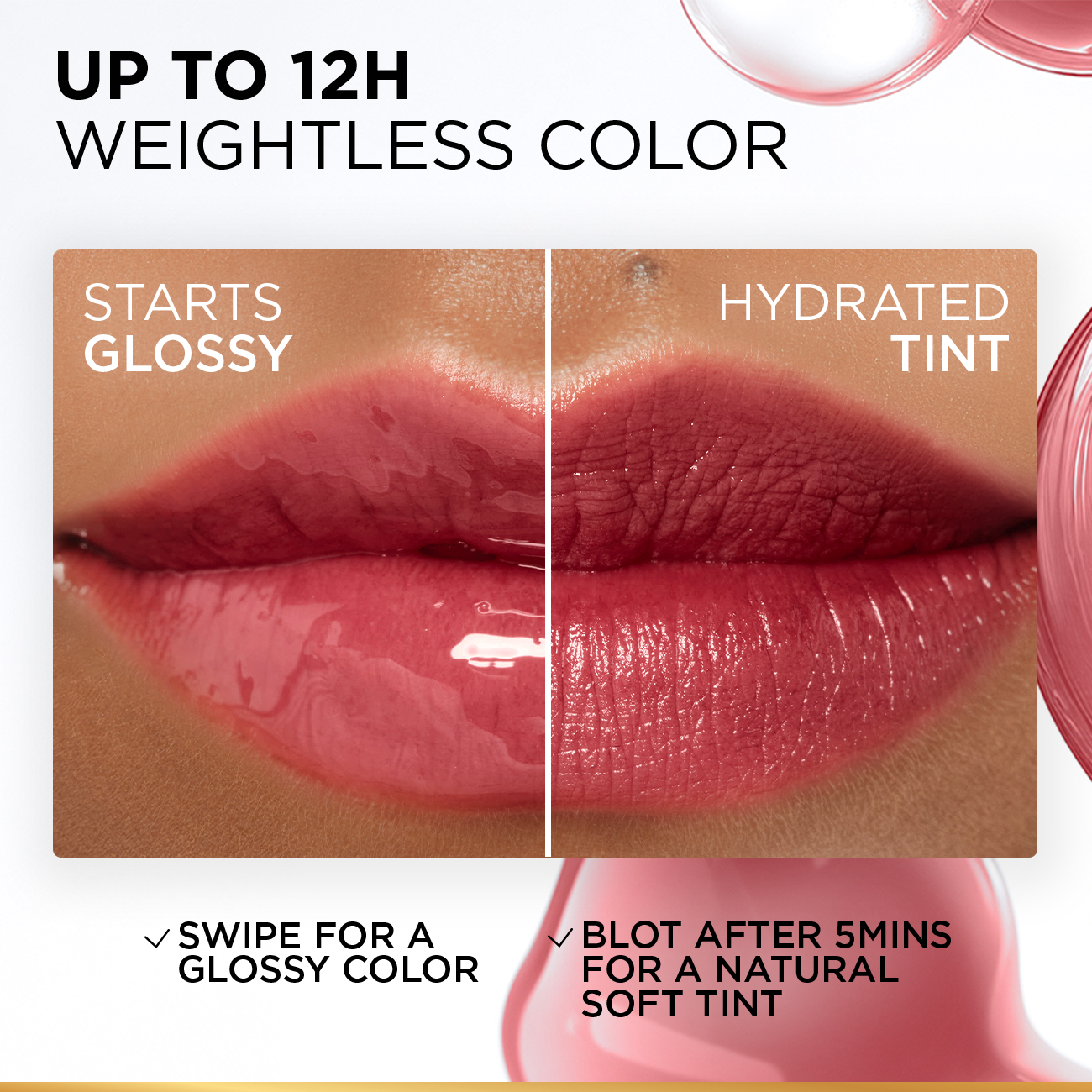 Hyaluron Tint Lip Stain Serum Long Lasting, Hydrating Lip Makeup Infused with Hyaluronic Acid 5ml