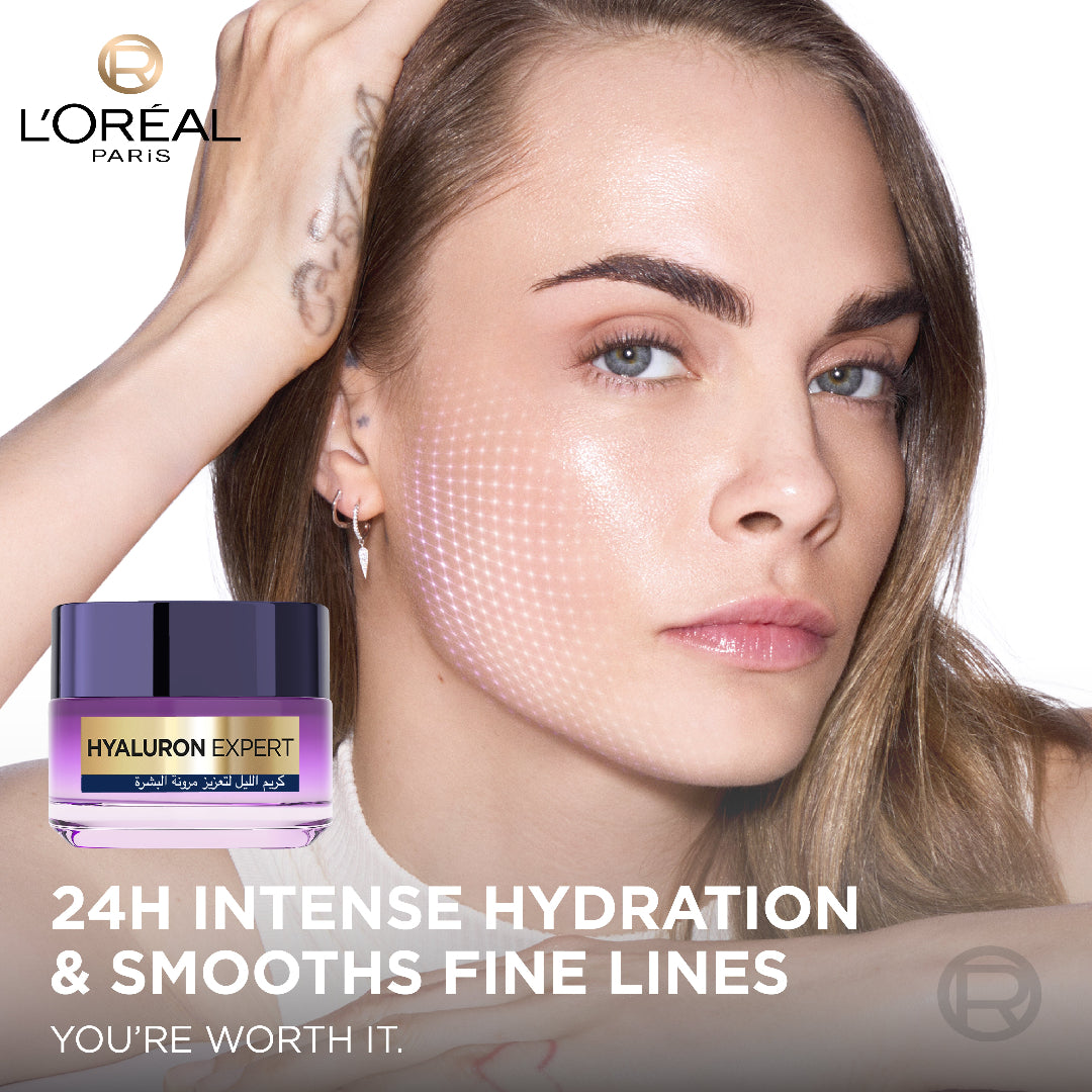 L’Oréal Hyaluron Expert night cream 50ml with hyaluronic acid for replumping and hydration

