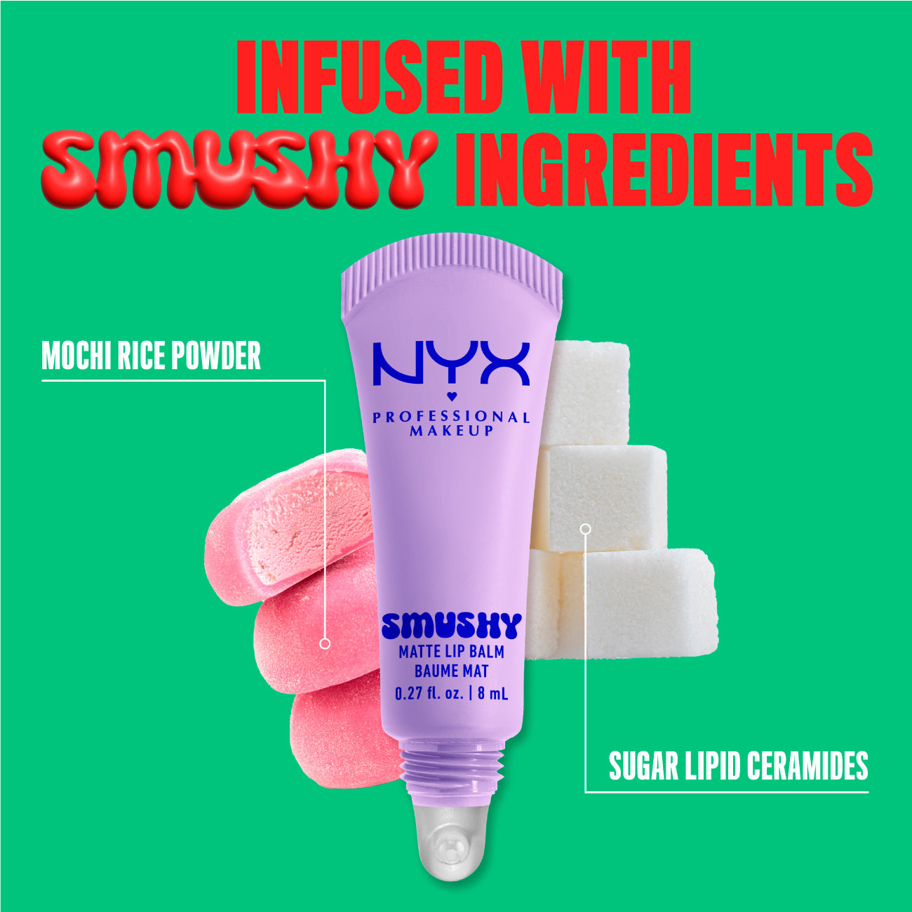 Smushy Matte Lip Balm, Soft Diffused Color, Matte Finish