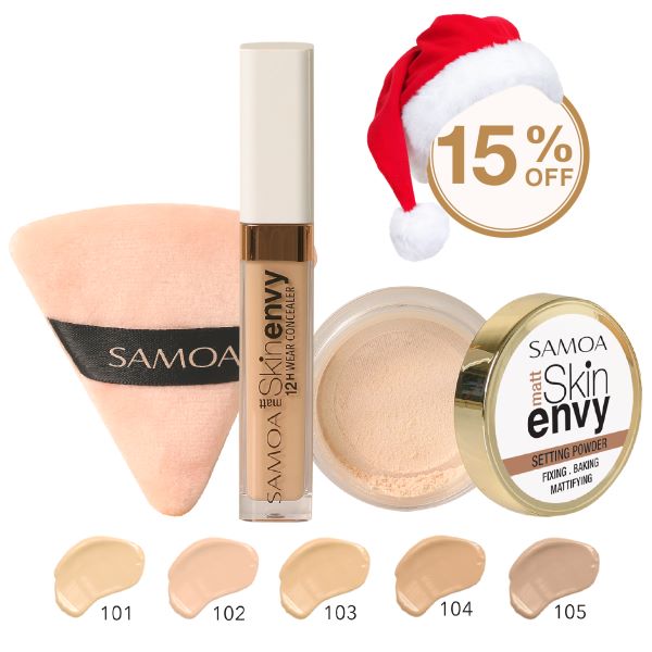 Samoa Cosmetics SkinEnvy Concealer + Setting Powder +Touch-up Puff At 15% OFF | Loolia Closet