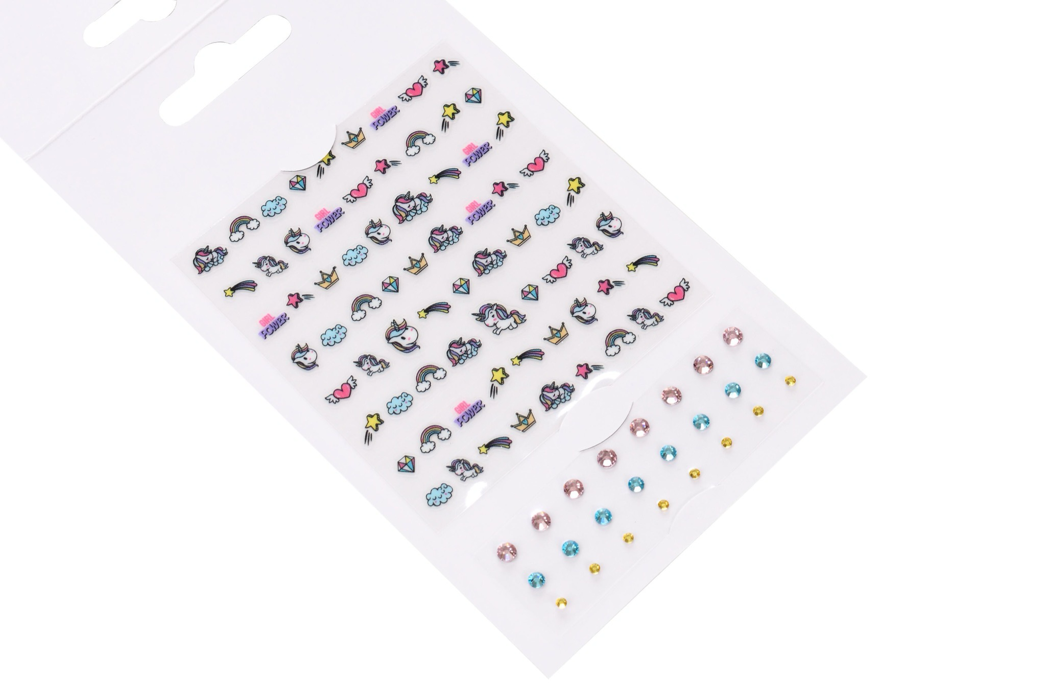 Unicorn 72 Nail Stickers/24 Strass/card x24