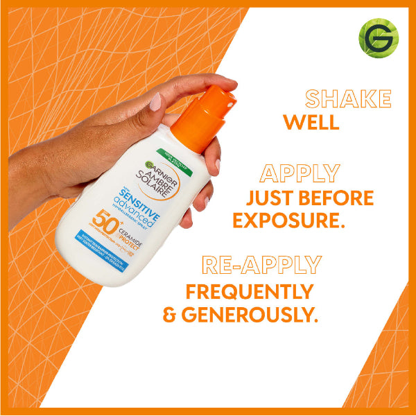 Ambre Solaire Sensitive Advanced SPF 50+ Ceramide Protect Sunscreen Spray For Adults - How to Use
