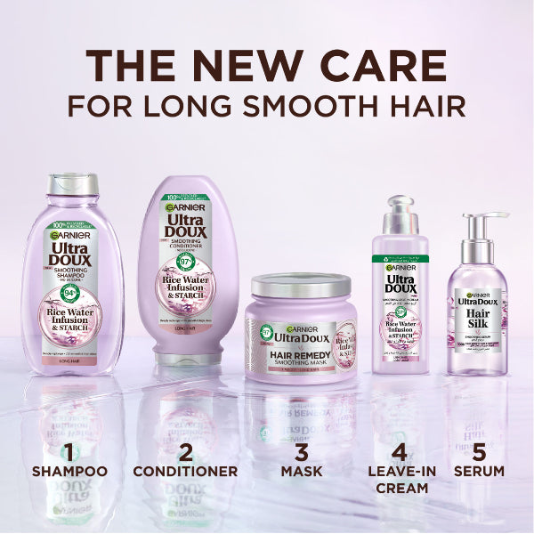 Garnier Ultra Doux Rice Water Hair Silk Smoothing Serum For Long Hair and High Shine- 115 ML