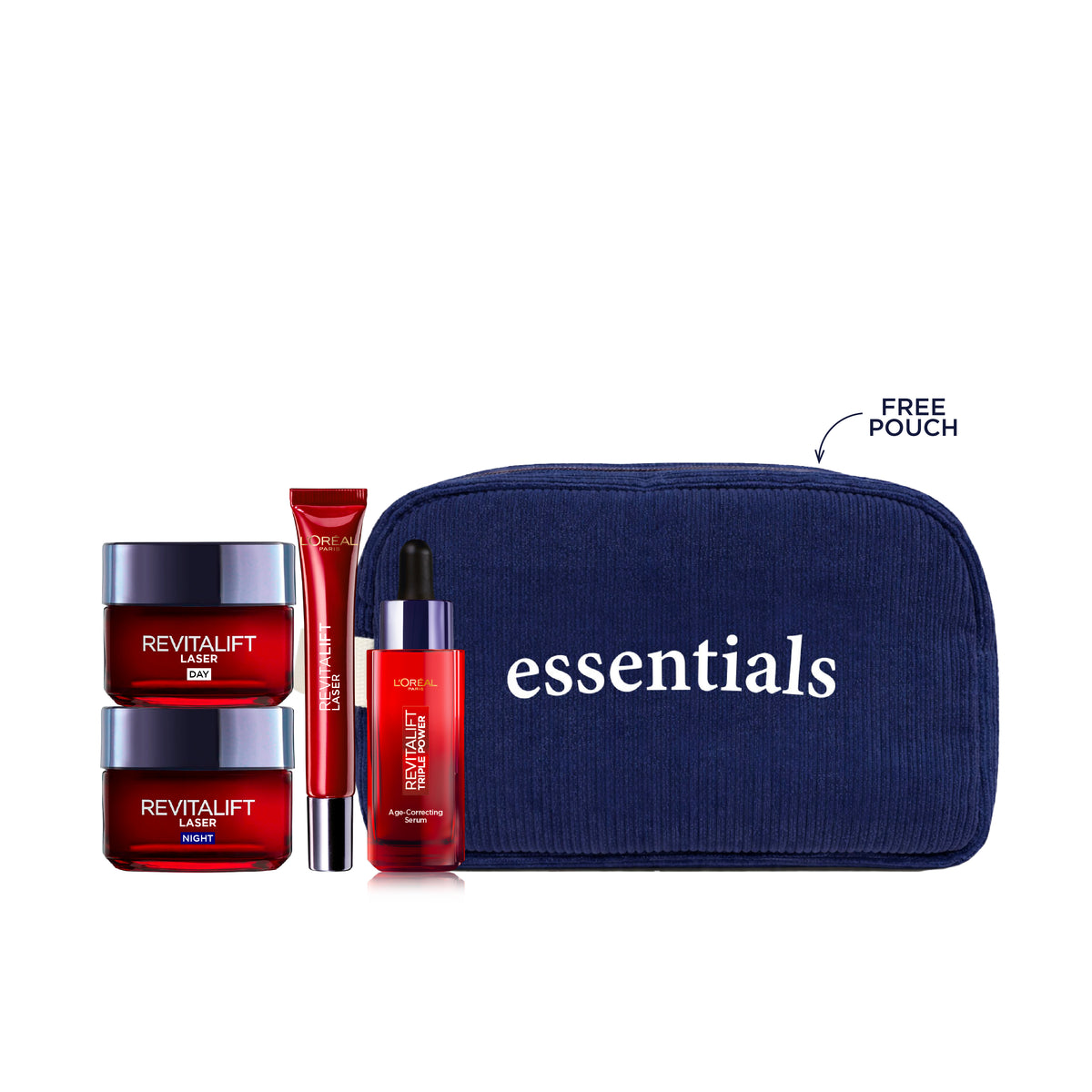 Revitalift Laser Day Cream + Night Cream + Eye Cream + Serum + FREE Pouch At 25% OFF