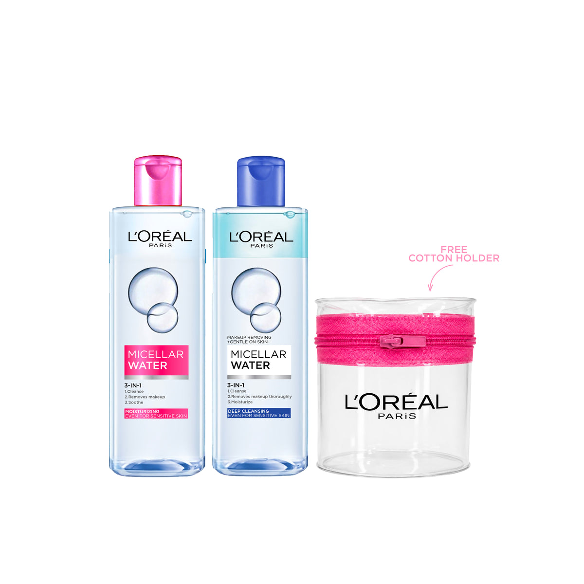 2x Micellar Water + FREE Cotton Holder At 20% OFF