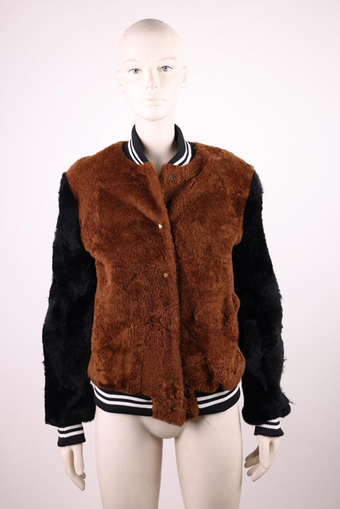 ACCESS Access brown fur jacket with black sleeves | Loolia Closet