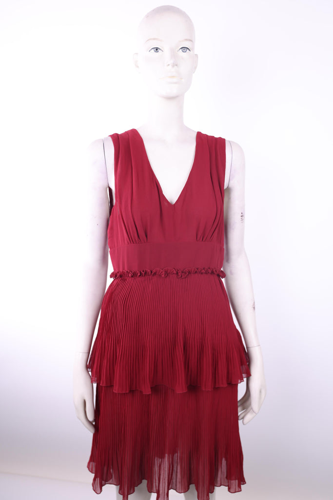 ACCESS Access sleeveless dark red with ruffles | Loolia Closet