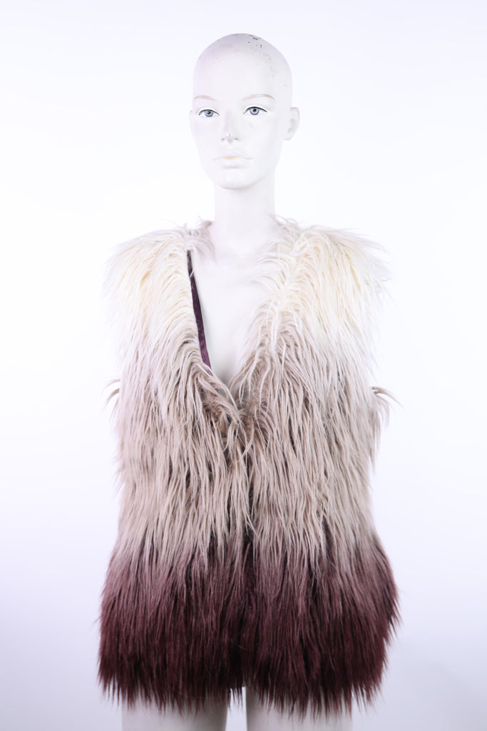 ACCESS Access fur sleeveless jacket beige and purple | Loolia Closet