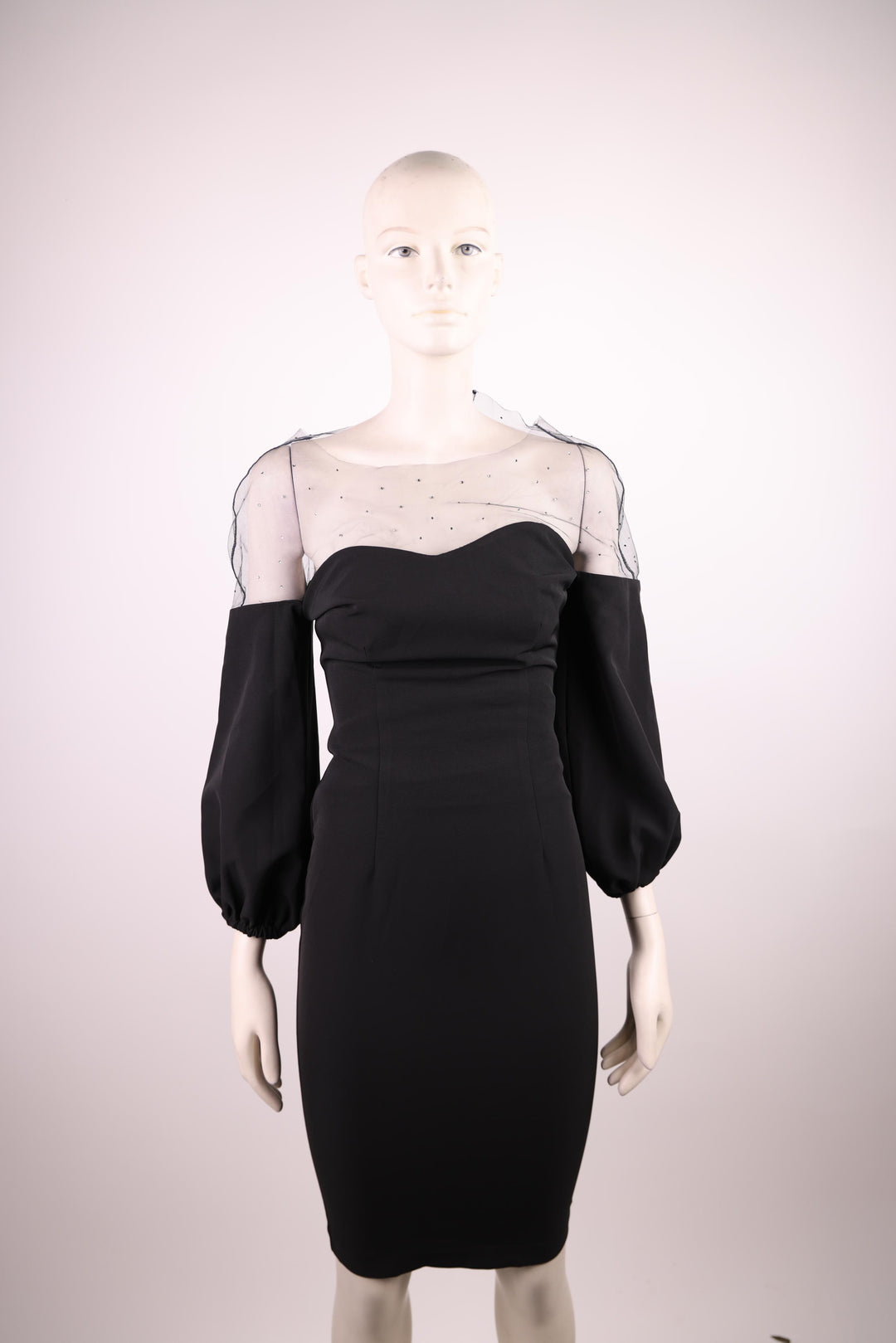 Access midi black dress with sheer on top Loolia Closet