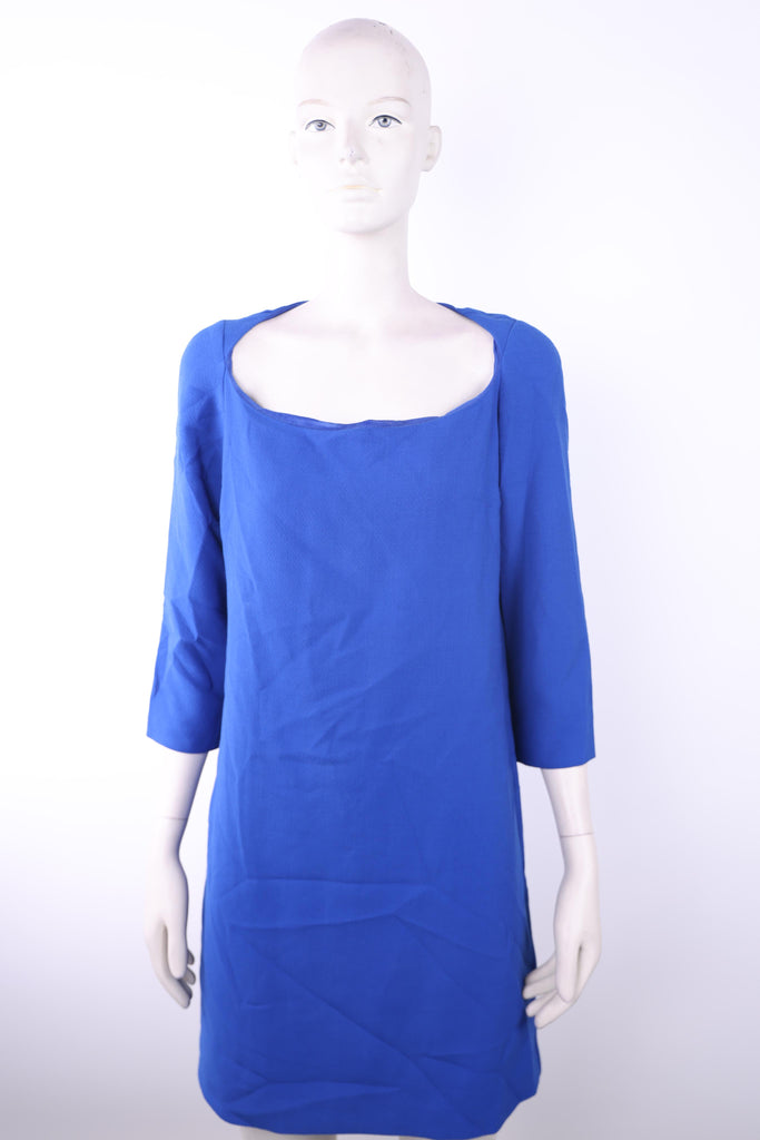 ACCESS Access royal blue dress with open round neckline | Loolia Closet