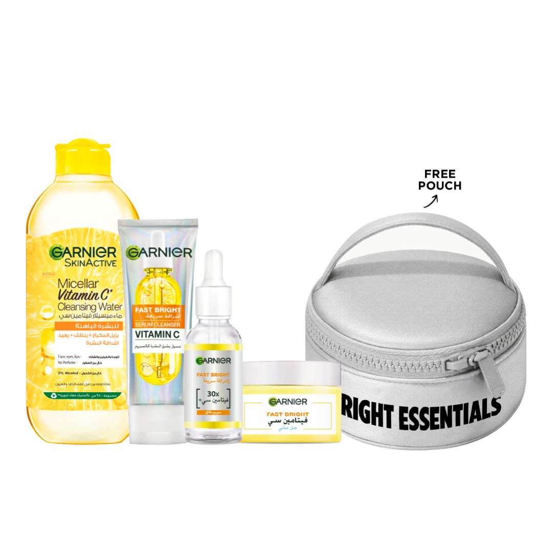 Fast Bright Micellar Water 400 ML + Serum Cleanser 100 ML + Day Serum 30 ML + Water Gel 50 ML FREE Silver Pouch At 15% OFF