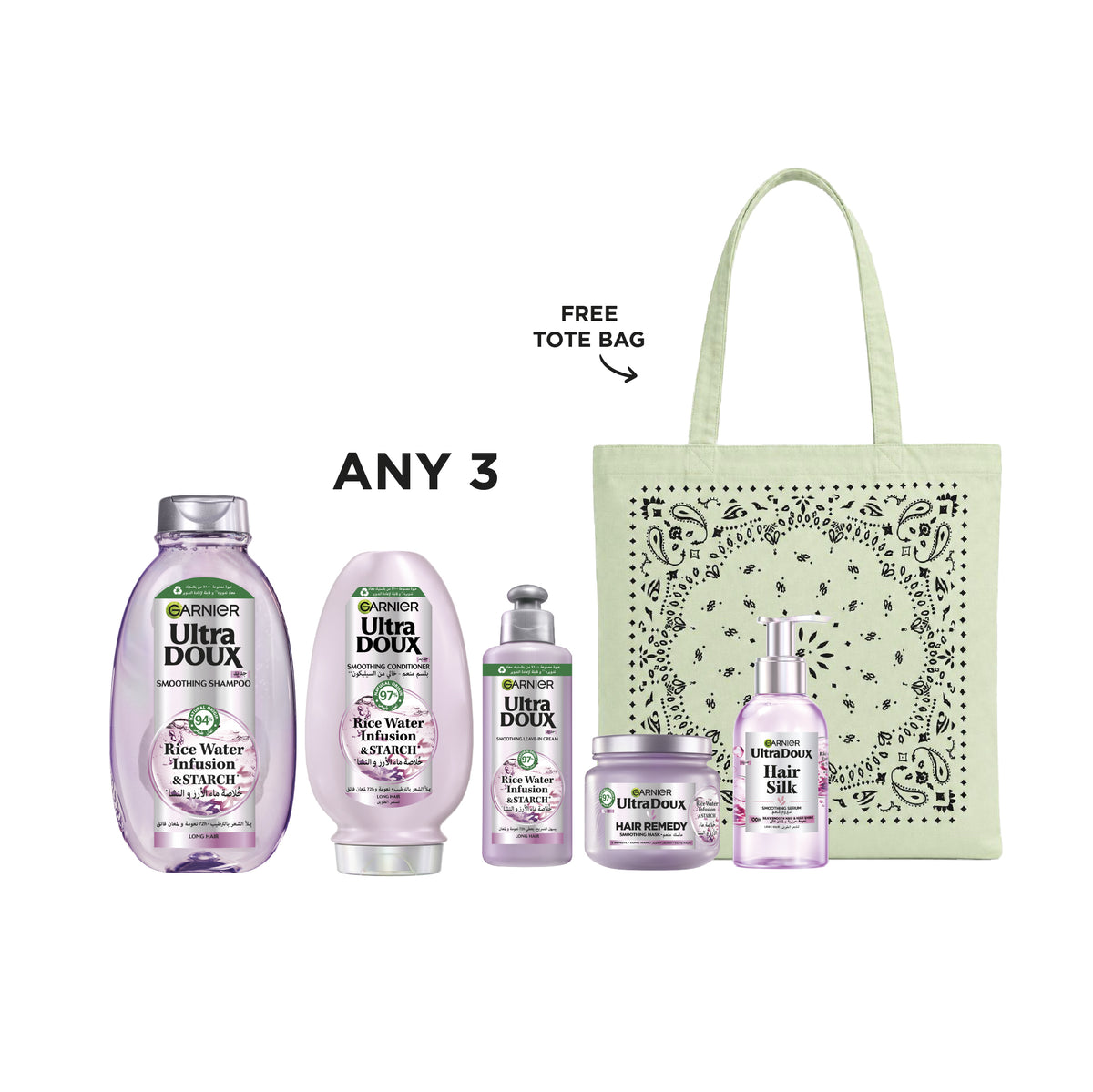 Any 3 Ultra Doux Rice Water Range + FREE Tote Bag At 15% OFF