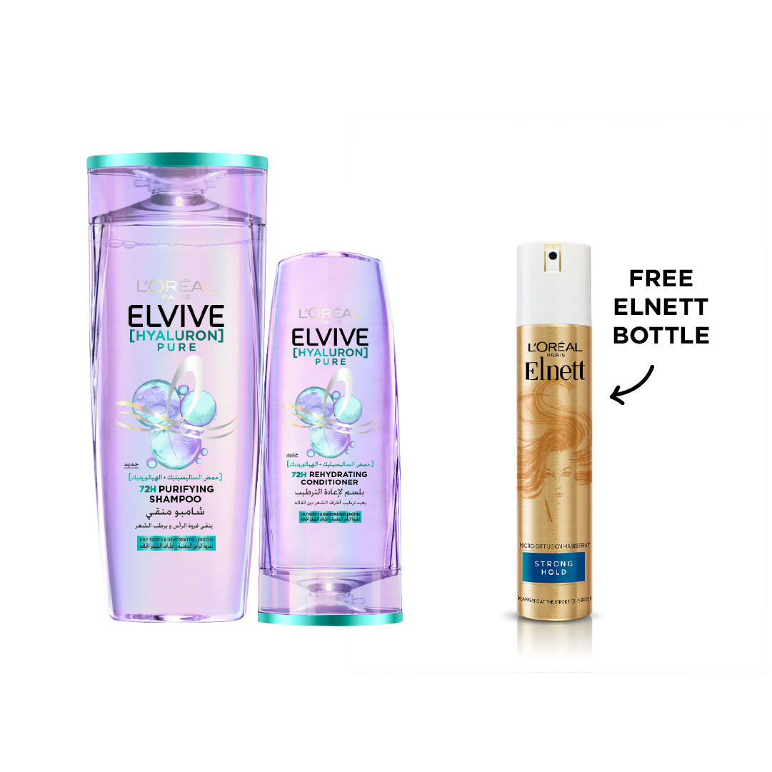 Hyaluron Pure Shampoo 400 ML + Conditioner 200 ML + FREE Elnett 200 ML