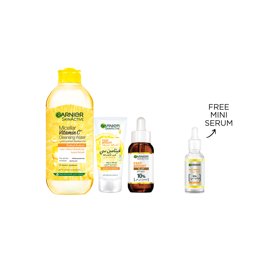 Fast Bright Micellar 400 ML + Day Cream 50 ML + Night Serum 30 ML + Free Mini Serum 15 ML At 25% OFF