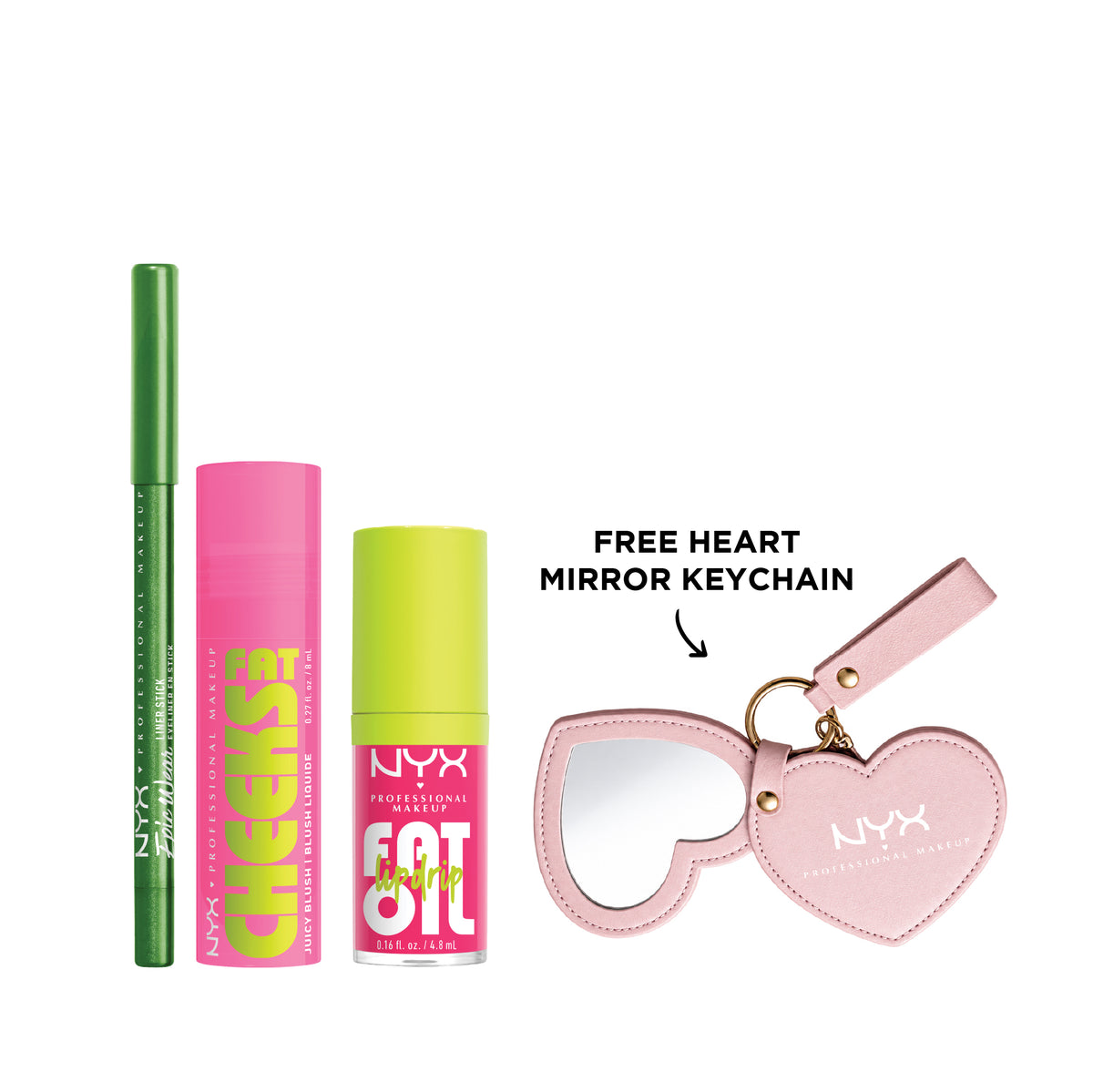 Epic Wear Liner Stick + Fat Cheeks Juicy Blush + Fat Oil Lip Drip + FREE Heart Mirror Keychain At 20% OFF
