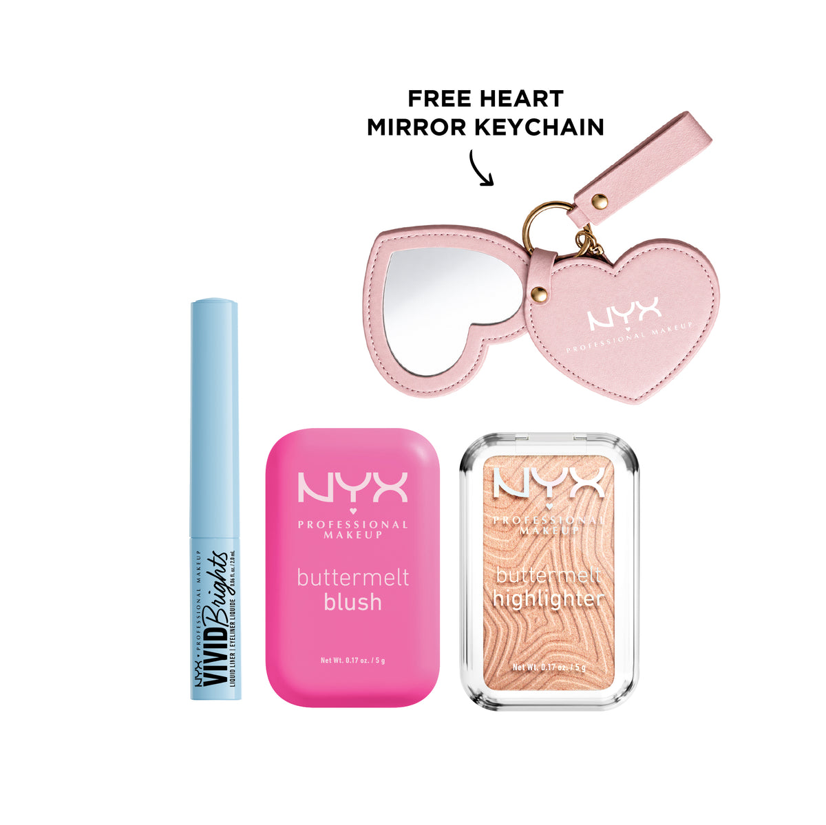 Vivid Eyeliner + Buttermelt Blush + Buttermelt Highlighter + FREE Heart Mirror Keychain At 20% OFF