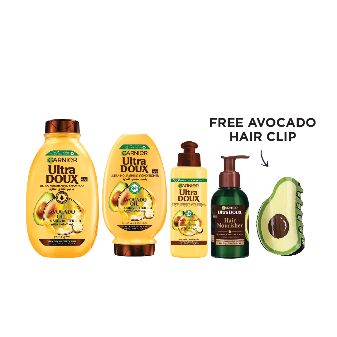 Avocado Shampoo + Conditioner + Leave in + Oil + FREE Hair Clip At 15% OFF
