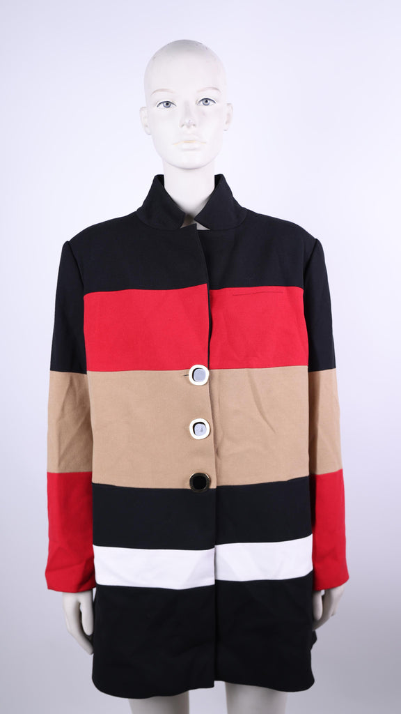 BADOO Badoo Multicolored coat beige black and red | Loolia Closet