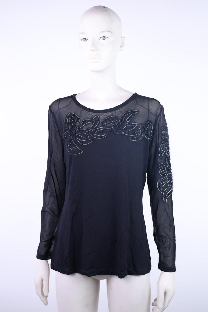 BADOO Badoo long sleeves black top with transparent details | Loolia Closet