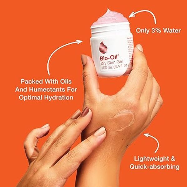 Bio-Oil Dry Skin Gel packed with oils and humectants for optimal hydration, has a lightweight and quick absorbing formula
