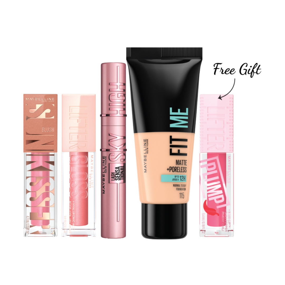 Fit me Foundation + Lip Gloss + Sunkisser + Sky High + FREE Lifter Lip Plump At 25% OFF
