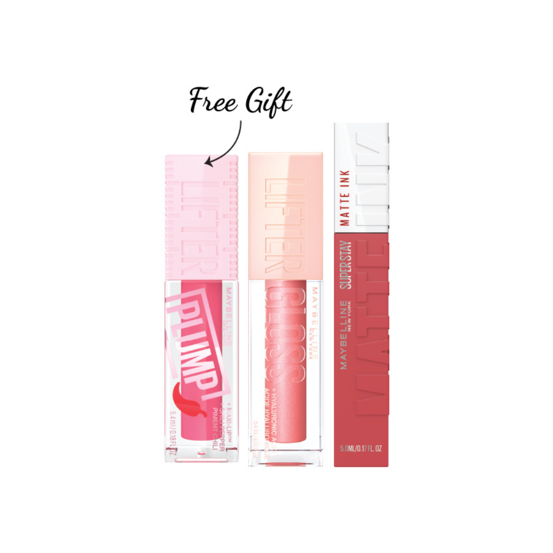 Super Stay Matte Ink Lipstick + Lifter Lip Gloss + FREE Lifter Plump At 20% OFF