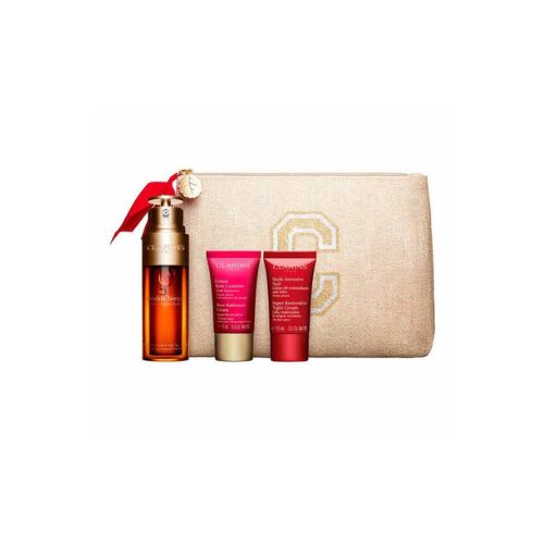 Clarins Double Serum + Rose Lumiere + Multi Night + Toiletry Bag