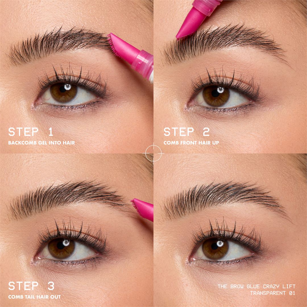 NYX Professional Makeup The Brow Glue Crazy Lift clear brow lamination gel 7ml with built-in styling comb