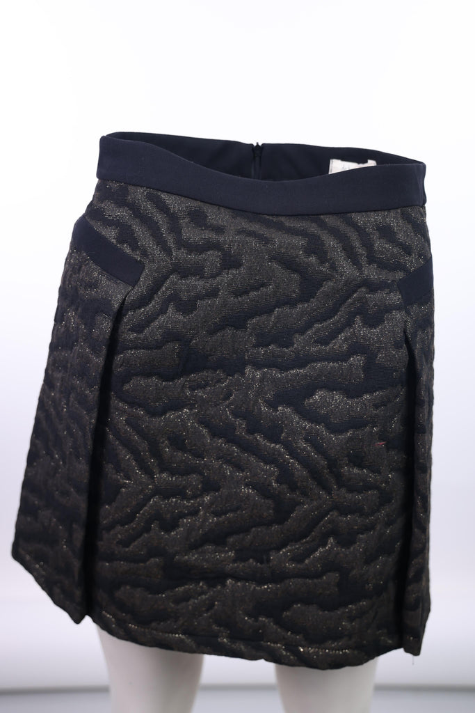 DEBY DEBO Deby Debo short black skirt with gold zebra prints | Loolia Closet