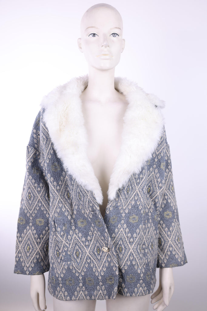 DEBY DEBO Deby Debo grey winter jacket with fur | Loolia Closet