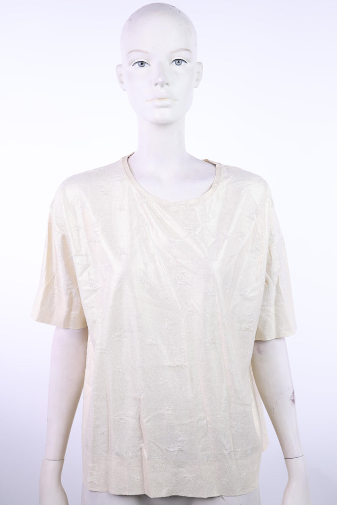 FRNCH Frnch beige metallic texture top | Loolia Closet