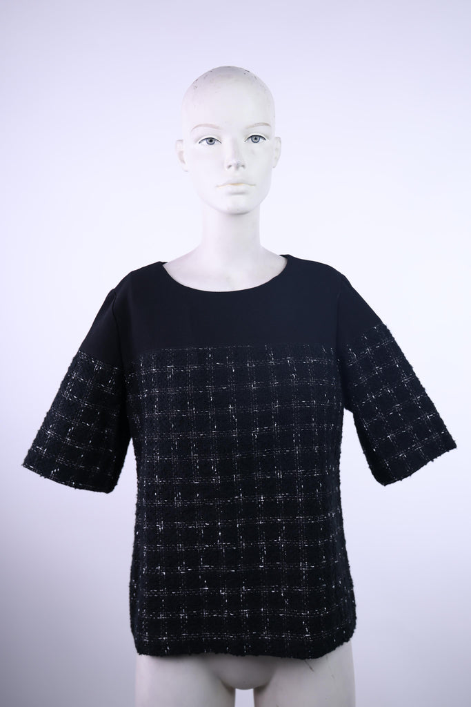 FRNCH Frnch black short sleeves top with squared print | Loolia Closet