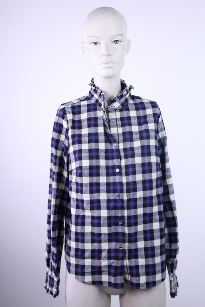 FRNCH Frnch blue and white checker texture blouse | Loolia Closet