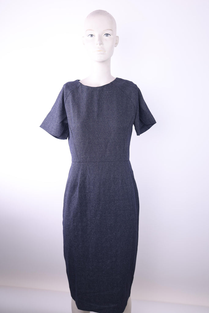 FRNCH Frnch dark blue mid length dress with short sleeves | Loolia Closet