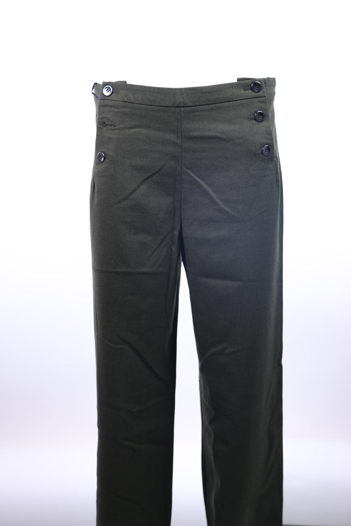 FRNCH Frnch dark green pants with side buttons in front | Loolia Closet