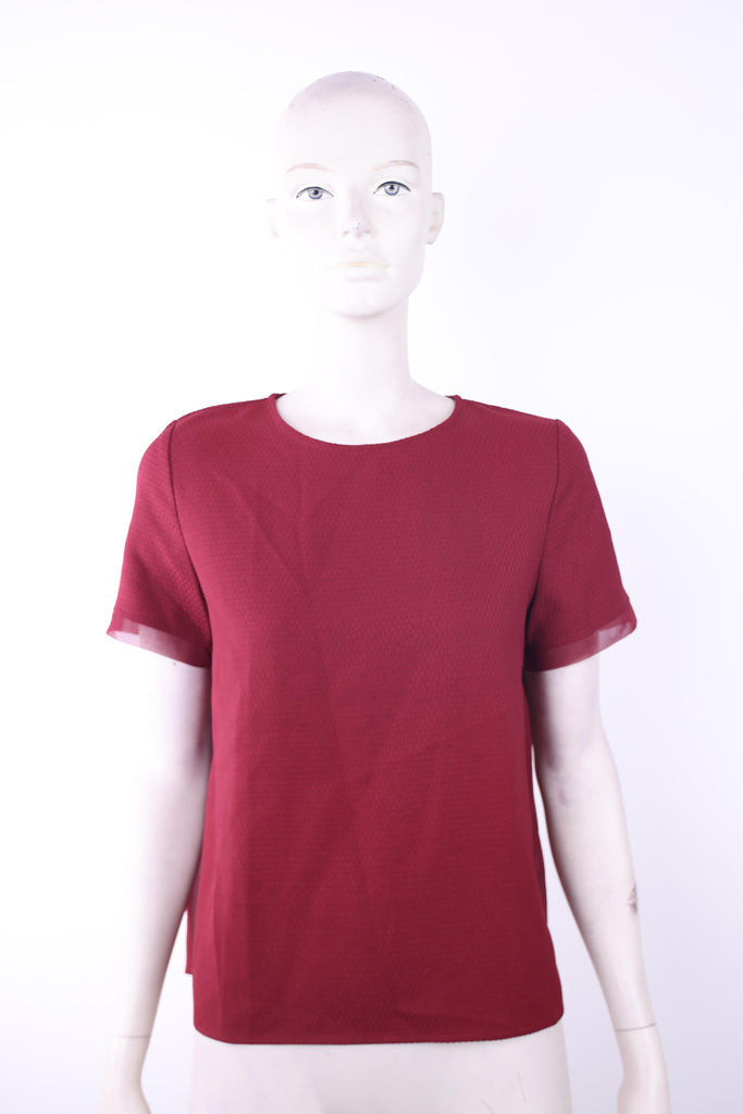 FRNCH Frnch dark red top with see through back | Loolia Closet