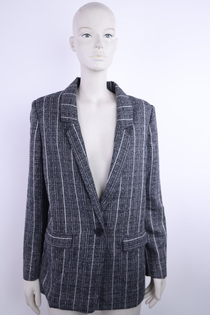 FRNCH Frnch grey striped blazer jacket | Loolia Closet