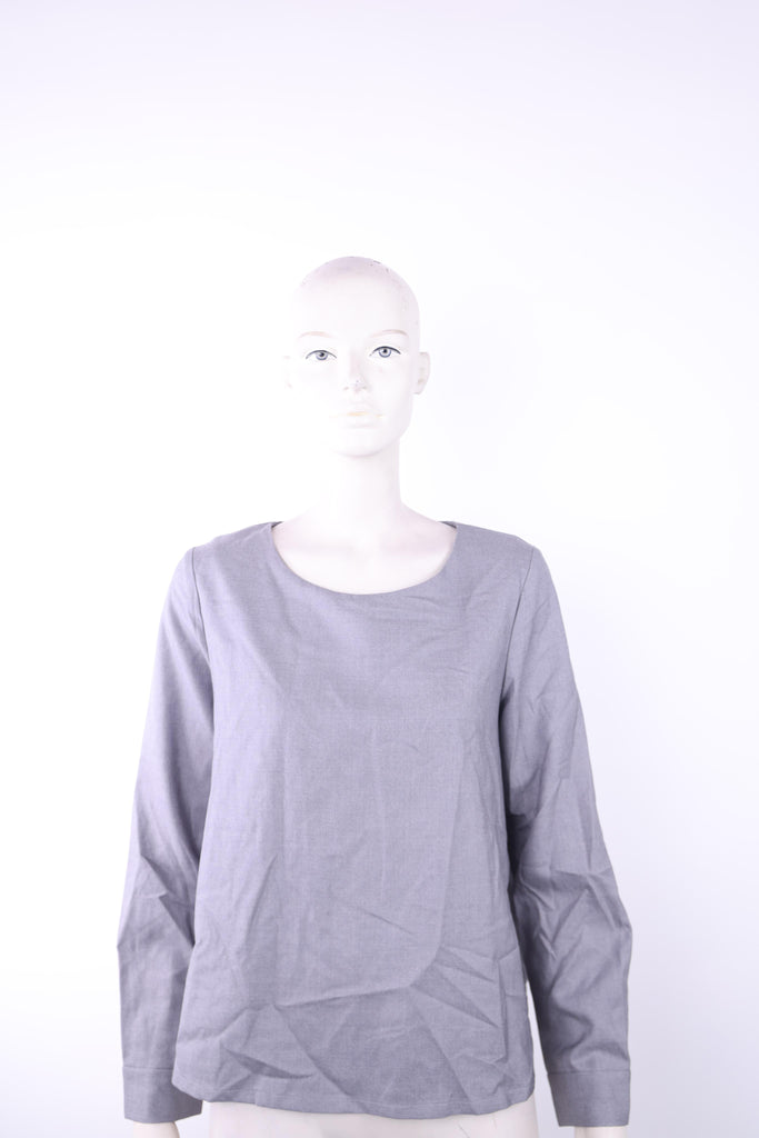 FRNCH Frnch grey top with long sleeves and ruffles at the back | Loolia Closet