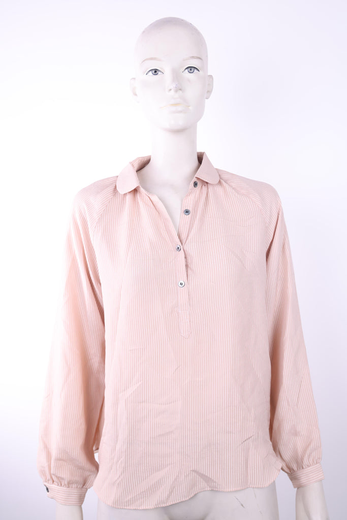 FRNCH Frnch long sleeves light pink top with collar | Loolia Closet